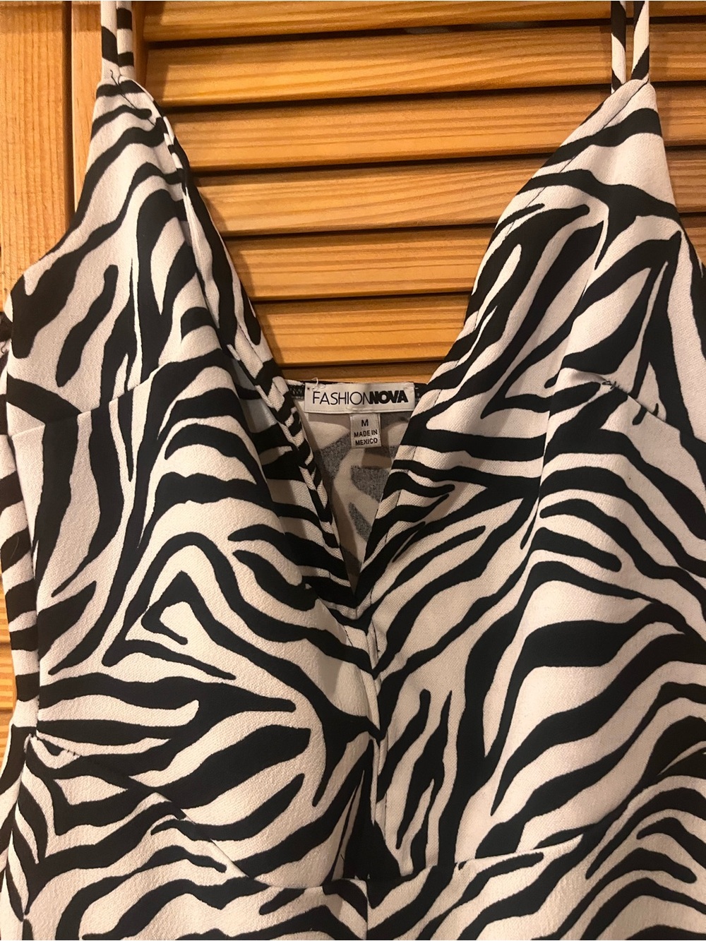 Fashion Nova Black and White Zebra Print Jumpsuit - Picture 2 of 4